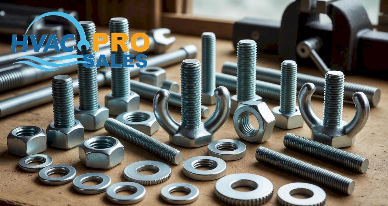 Nuts, washers and threaded rods for HVAC mounting, strut supports, hangers and rooftop equipment installs