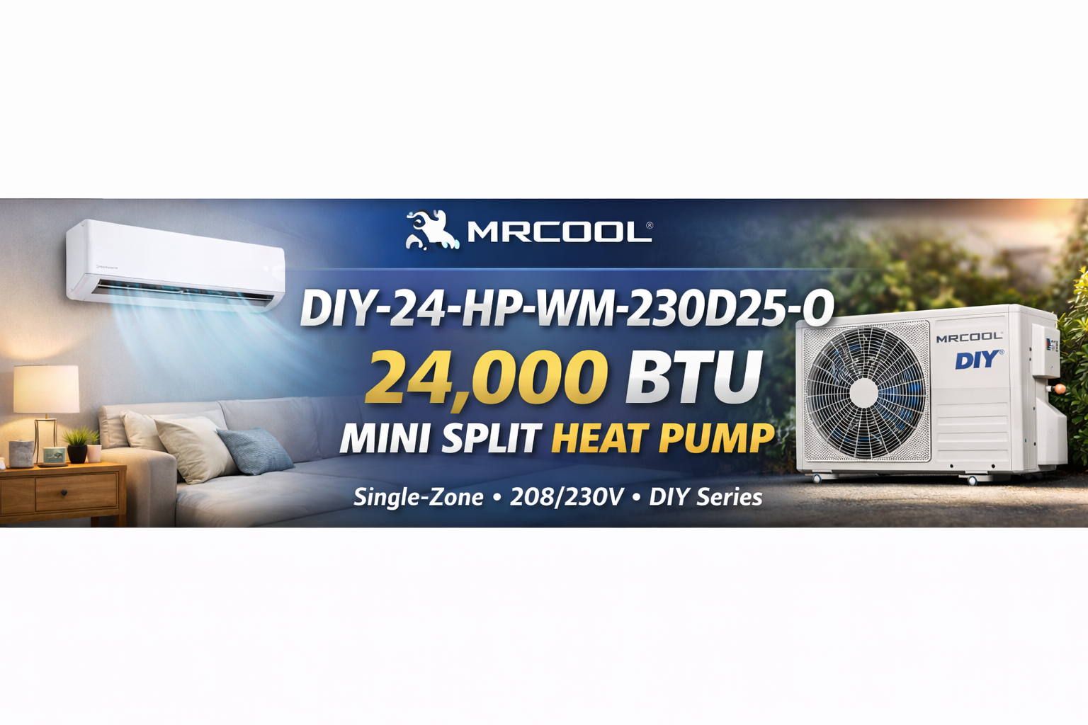 MRCOOL DIY-24-HP-WM-230D25-O 24,000 BTU banner