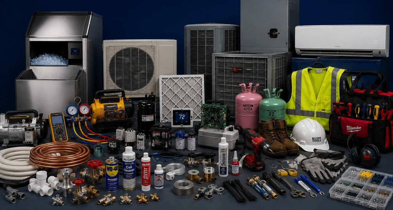 Professional HVAC equipment, commercial ice machines, refrigeration systems, and contractor tools