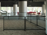CrowdFlex Barricades creating a traffic path in a lobby