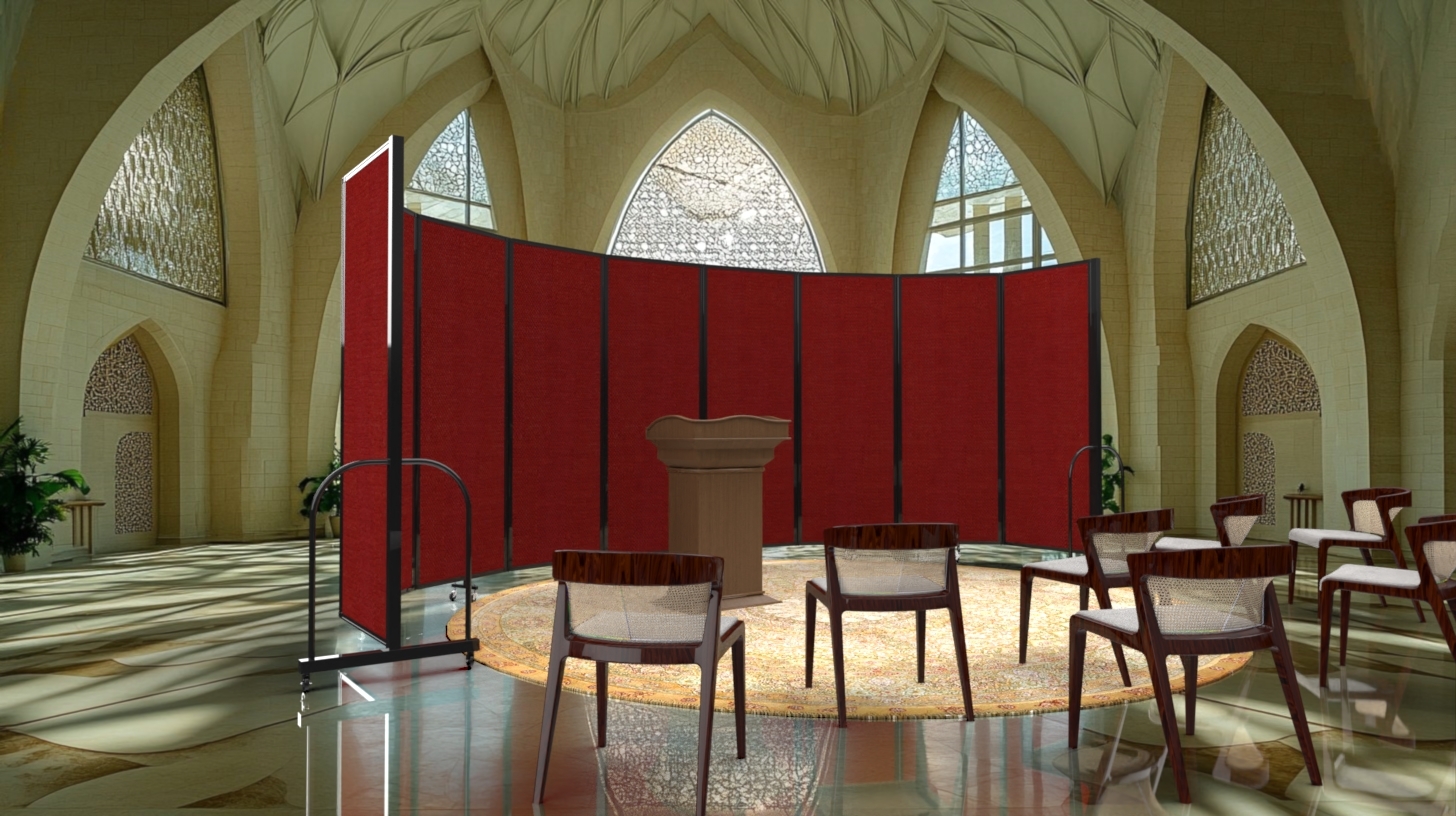 This Screenflex portable partition can be used as a back draft.