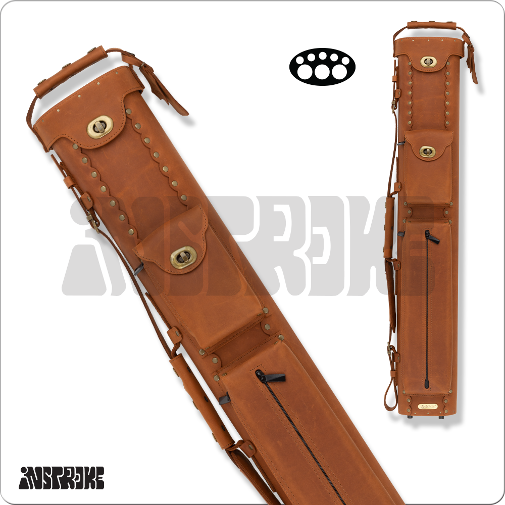 Instroke ISB35 Buffalo 3x5 Leather Cue Case – Brown, 3 Butt / 5 Shaft
