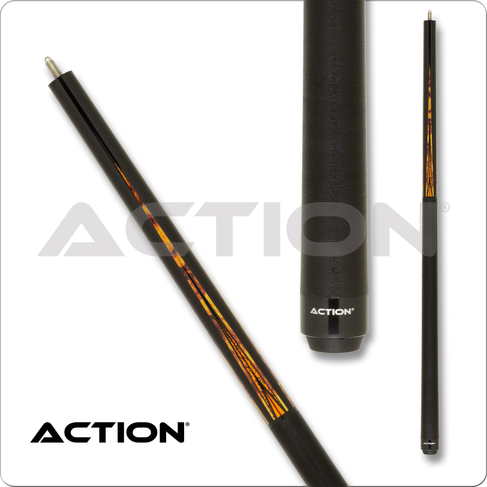 Action Fractal ACT172 Black and Orange Pool Cue | Free Shipping