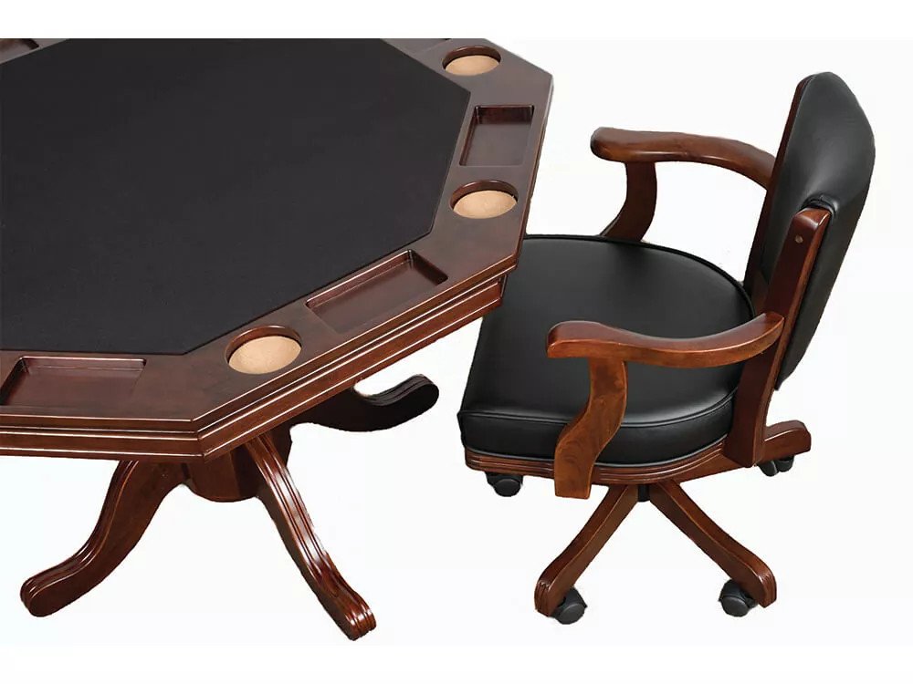 Presidential Octagonal Two-in-One Espresso Poker Table Set with 4