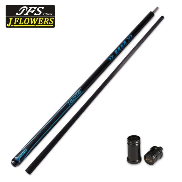 JFlowers BRKR Blue Break Cue – Carbon Fiber Shaft w/ Leather Sport