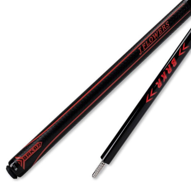JFlowers BRKR Red Break Cue – Carbon Fiber Shaft w/ Leather Sport Wrap