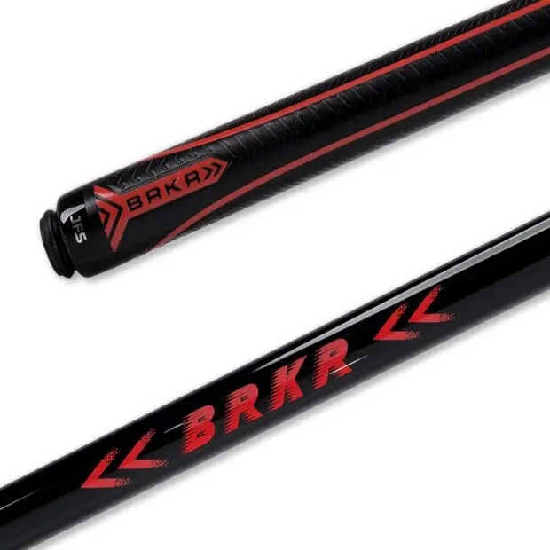 JFlowers BRKR Red Break Cue – Carbon Fiber Shaft w/ Leather Sport Wrap