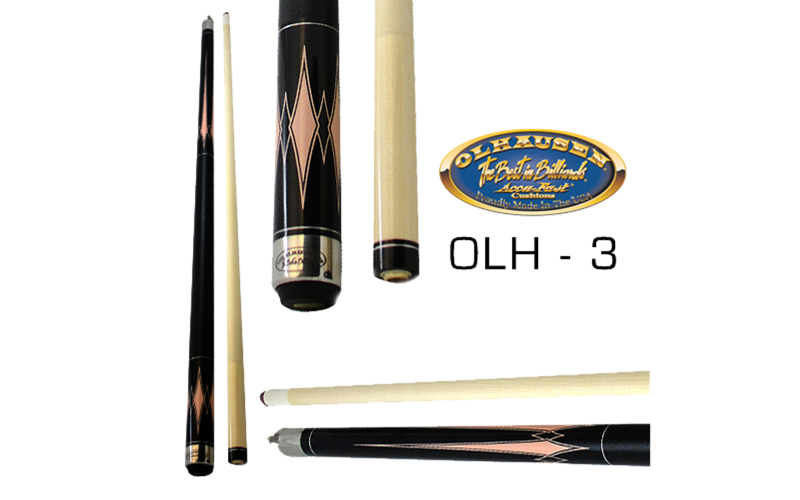 Olhausen Olh3 Deluxe Inlaid Design Cues with Cue Case Free Shipping