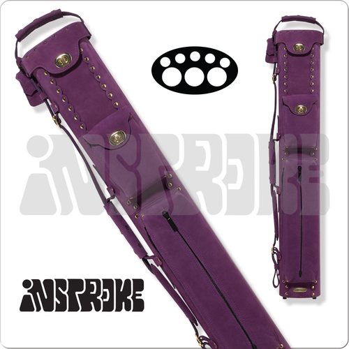 Instroke ISL35 Limited 3x5 leather cue case interior with lined oval tubes for three butts and five shafts