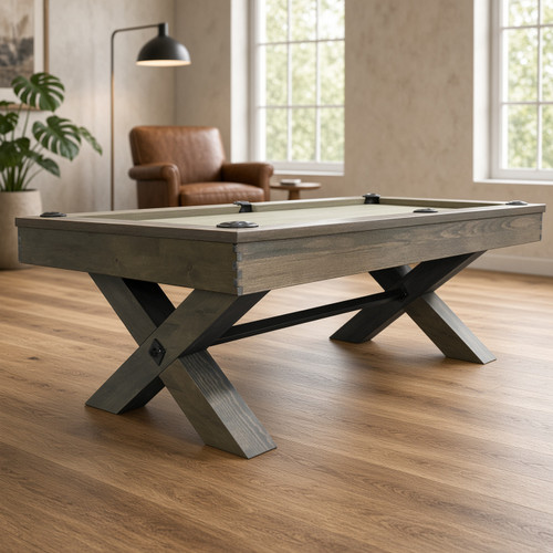 Olhausen Durango Pool Table Matte Fossil Grey in traditional room setting