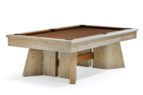 Brunswick Sagrada 8 foot pool table in Sandwashed finish with broad pedestal legs
