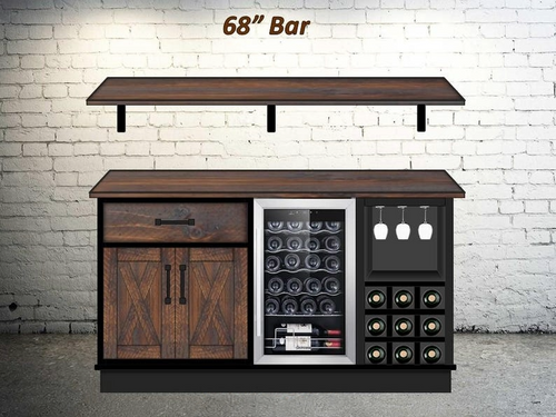 Rustic Custom 68" Wall Bar Cabinet