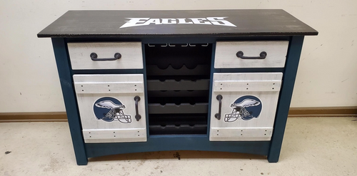 Philadelphia Eagles Rustic Custom Liquor Cabinet