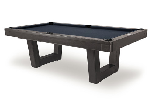 A.E. Schmidt Oslo contemporary pool table in Smokey Black maple with navy billiard cloth