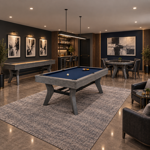 Olhausen Laguna complete gameroom collection with matching pool table shuffleboard and poker table