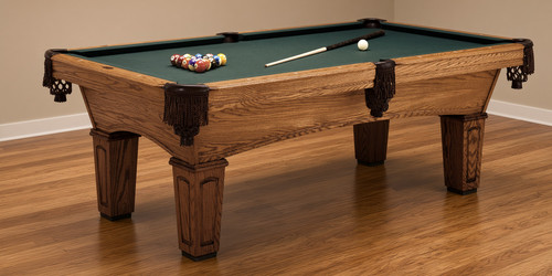 Pre Owned Olhausen Augusta 4 foot by 8 foot pool table in American Walnut on solid oak