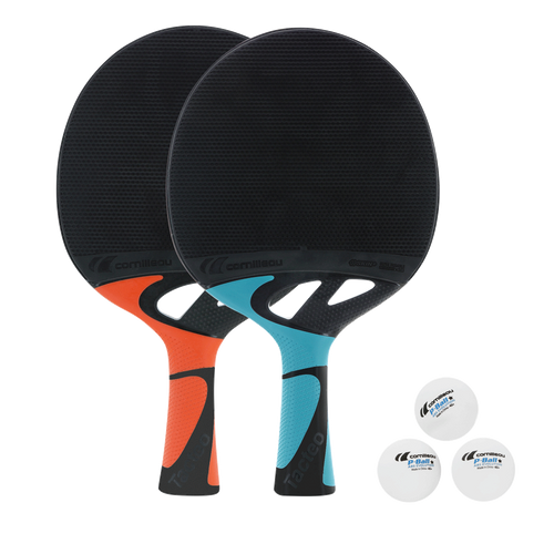 Cornilleau Tacteo DUO Pack with 2 weatherproof outdoor table tennis paddles and 3 balls