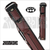Instroke ISC35 Cowboy 3x5 black and brown leather cue case standing upright with multiple accessory pockets and shoulder strap