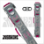 Instroke ISXL La Bella Donna 2x4 leather cue case in grey with grey and fuchsia cross and wing embroidery