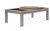 Brunswick Sanibel Rustic Grey pool table with one section of matching three piece dining top removed to show billiard surface