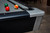 Brunswick Black Wolf Pro 7 foot pool table rail, gully pocket, and round rail sight detail