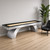 Olhausen Waterfall Shuffleboard Brushed Aluminum with black rails in a modern room setting