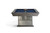Brunswick Brescia modern pool table front view showing Bronze Powder Coated Steel Pedestal Tubing/Plate