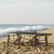 Cornilleau 700X outdoor table tennis table set up on a premium patio or resort for competition level outdoor play