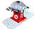 Licensed Team USA vs Canada Super Chexx Pro bubble hockey full table view with red base, LED lights, cup holders and arena floor mat