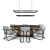 54 inch matte black double rectangular LED light hanging over a round poker table with upholstered chairs
