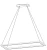 Line drawing of a rectangular LED pendant showing the ceiling canopy and adjustable suspension cables