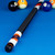 Black butt plate with orange BEARS lettering on Chicago Bears NFL team pool cue

