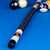 Black butt plate with purple Vikings lettering on Minnesota Vikings NFL team pool cue

