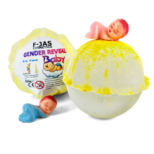 Gender Reveal Bath Bomb with Boy/Girl Charm Inside plus Blue/Pink Water Colour Reveal