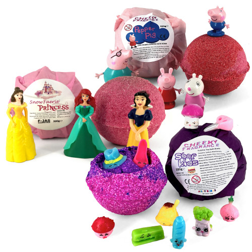 TRIPLE PACK (Shopkids, Pig, Princess) Surprise Toy Bath Bombs