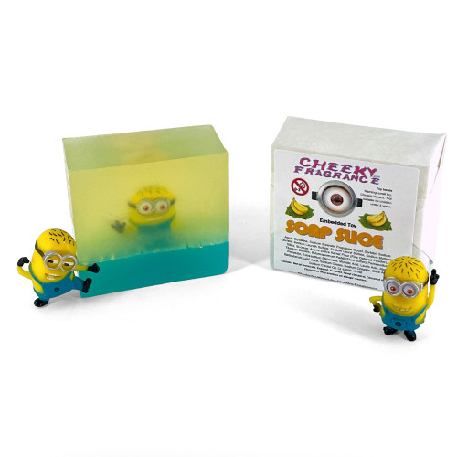 Minions Toy Inside a Scented SOAP SLICE in Banana Scent