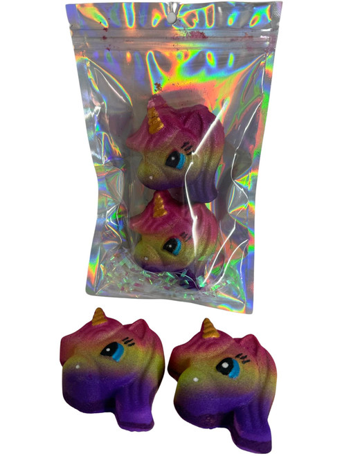 Unicorn Pack of 2 Colorful Hand-Painted Bath Bombs in Unicorn Sparkle Scent