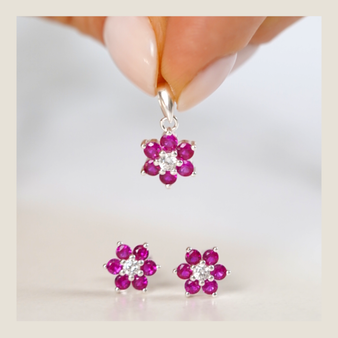 Aros Flor Fucsia