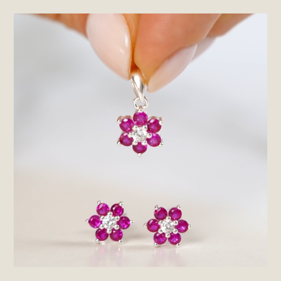 Aros Flor Fucsia