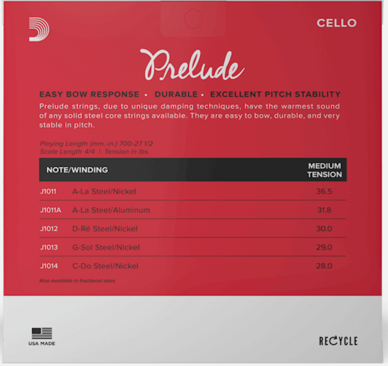 D'Addario Prelude Cello Strings