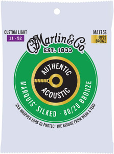 Martin Authentic Acoustic Marquis Silked Set - Custom Light 80/20 Bronze .011-.052 Martin Authentic Acoustic Marquis Silked Set - Custom Light 80/20 Bronze .011-.052