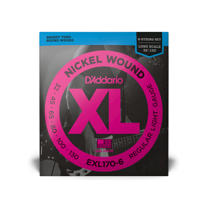 D'Addario Regular Light 6 String Long Scale Bass Set - Nickel Wound 32-130 D'Addario Regular Light 6 String Long Scale Bass Set - Nickel Wound 32-130