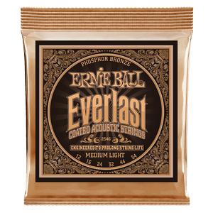 Ernie Ball Everlast Medium Light Coated Phosphor Bronze Acoustic Strings - 12-54 Gauge Ernie Ball Everlast Medium Light Coated Phosphor Bronze Acoustic Strings - 12-54 Gauge