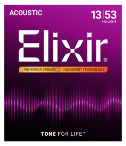 Elixir Nanoweb Coated Phosphor Bronze Acoustic Strings - HD Light 13-53 Gauge