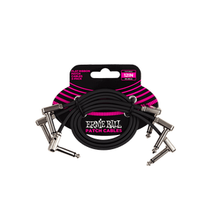 Ernie Ball 12" Flat Ribbon Patch Cable 3-Pack - Black Ernie Ball 12" Flat Ribbon Patch Cable 3-Pack - Black