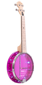 Gold Tone Lightup Little Gem See-Through Banjo Ukulele - Amethyst Gold Tone Lightup Little Gem See-Through Banjo Ukulele - Amethyst
