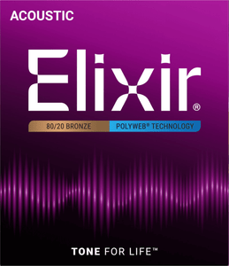 Elixir Polyweb Coated 80/20 Bronze 12 String Acoustic Guitar Strings - 10-47