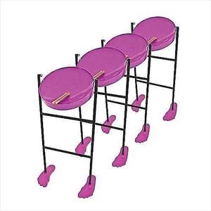 Panyard W1080 Jumbie Jam Educator Purple Steel Drum Pan 4-Pack with Tube Floor Stand and Fun Feet Base Panyard W1080 Jumbie Jam Educator Purple Steel Drum Pan 4-Pack with Tube Floor Stand and Fun Feet Base