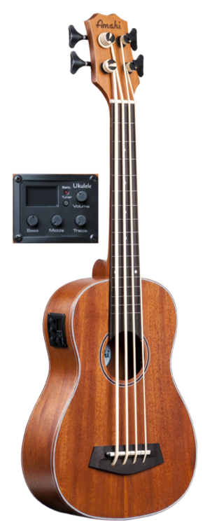 Amahi Ukulele Bass, Solid Mahogany Top UK-222B-EQ