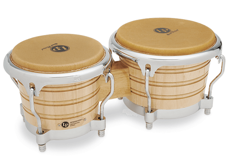 LP Generation II Bongos w/ Comfort Curve - Natural with Chrome Hardware